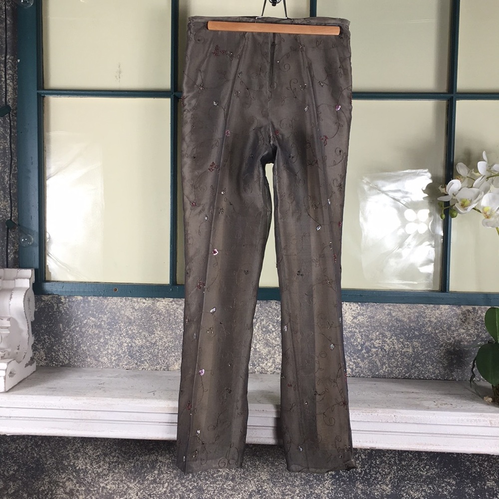 Ann Taylor 100% silk pants with embroidery